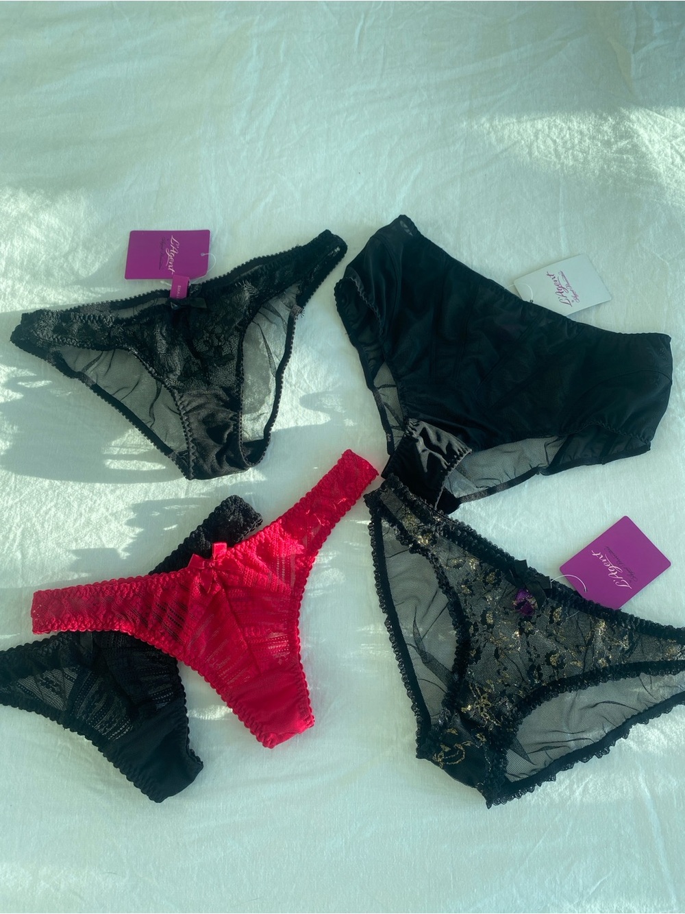 Agent Provocateur L’Agent Women’s Lace & Mesh Panty Set - Black & Red